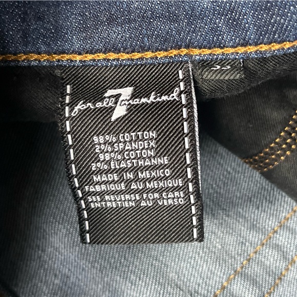 7 For All Mankind Dark Blue Straight Leg Jeans, 33 x 32 - Picture 6 of 12